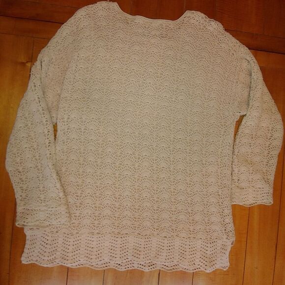 WILLOW RIDGE crocheted sweater, tan, very large - Picture 2 of 14